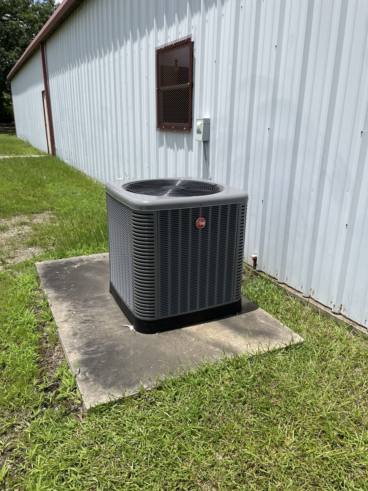Rheem air-conditioning condenser at the shop